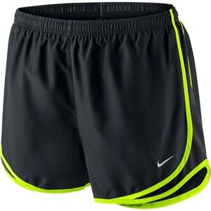 Nike Women's Black and Neon Green Running Shorts